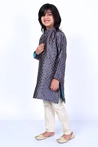 Vesham Cotton Silk Kurta Pajama Set For Boys Kids | Sherwani Style Kurta Paijama-thumb2