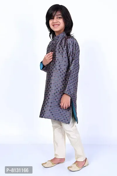 Vesham Cotton Silk Kurta Pajama Set For Boys Kids | Sherwani Style Kurta Paijama-thumb3