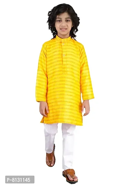 Vesham Cotton Silk Kurta Pajama Set For Boys Kids | Sherwani Style Kurta Paijama-thumb0