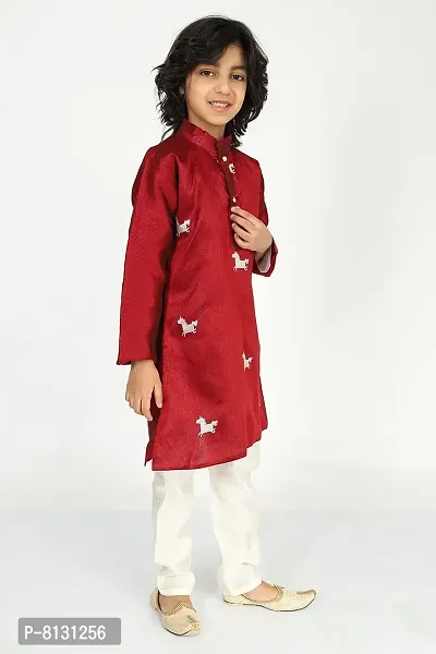 Vesham Cotton Silk Kurta Pajama Set For Boys Kids | Sherwani Style Kurta Paijama-thumb5