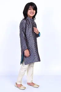 Vesham Cotton Silk Kurta Pajama Set For Boys Kids | Sherwani Style Kurta Paijama-thumb3