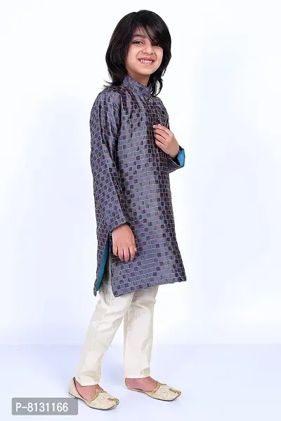 Vesham Cotton Silk Kurta Pajama Set For Boys Kids | Sherwani Style Kurta Paijama-thumb4