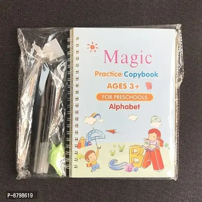 Sank Magic Practice Copybook, 4 Book, 10 Refill, 2 Pen, 2 Grip, Number Tracing Book With Pen, Magic Calligraphy Copybook Set Hand Lettering Practical Reusable Writing Tool For Preschoolers-thumb0