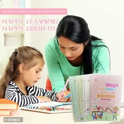 Sank Magic Practice Copybook, (4 BOOK + 2 pen + 10 REFILL) Number Tracing Book for Preschoolers with Pen
