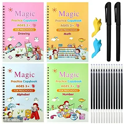 Magic calligraphy books for kids Reusable Writing Tool (4 BOOK +10 REFILL+ 2 PEN)-thumb0