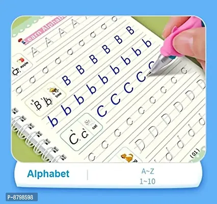 Magic Practice Copy Book for Pre-School Kids, Re-Usable Drawing, Alphabet, Numbers and Math Exercise Notebook, English Magic Book for Children (4 x Books,5 x Refill,1 x Pen,1 x Grip)-thumb4