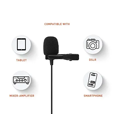 Professional Collar Mic for YouTube Grade Lavalier Microphone Omnidirectional with Easy Clip On System shy; Perfect for Recording Voice/Interview/Video Conference/Podcast/i-Phone/Android