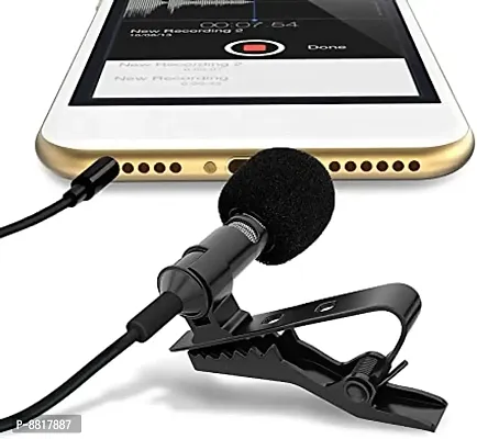USB Collar Microphone, Lavalier Condenser Mic with Headphone Jack for PC, Mobile, YouTube Recording, Singing-thumb0