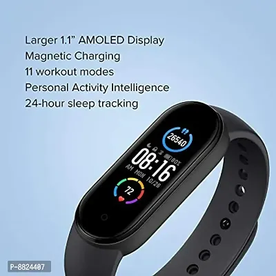 M5 Smart Band Fitness Watch SPO2, Oximeter inbuilt, Heart Rate with Activity Tracker Waterproof Body Functions Like Steps Counter, Calorie Counter, Blood Pressure,  OLED Touchscreen-thumb0