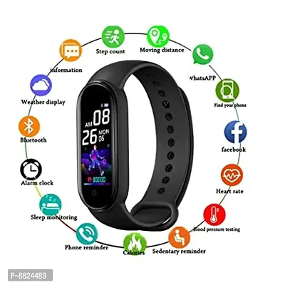 M5 Fitness Band 1.3 Inch Color Screen Wristband Smartwatch (Black Strap, Free Size)-thumb0