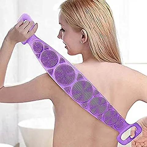 Ladila Silicone Body Back Scrubber, Double Side Bathing Brush for Skin Deep Cleaning Massage, Dead Skin Removal Exfoliating Belt for Shower, Easy to Clean, for Men & Women