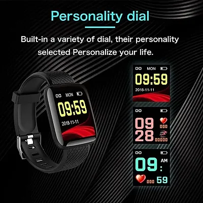 Latest Id116 Plus Bluetooth Smart Fitness Band Watch With Heart Rate Activity Tracker Waterproof Body Calorie Counter Blood Pressure 1 Oled Touchscreen For Men Women-thumb0