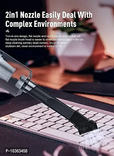 Vacuum Cleaner Dust Collection/Lighting 2 in 1 Car Vacuum Cleaner 120W High-Power Handheld Wireless Vacuum Cleaner Home Car Dual-use Portable USB Rechargeable Set of 1 Black-thumb5