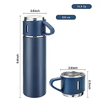 Vacuum Flask Set with 3 Steel Cups Combo for Coffee Hot Drink and Cold Water Flask Ideal Gifting Travel Friendly Latest Flask Bottle. (Multi-Color)-thumb1