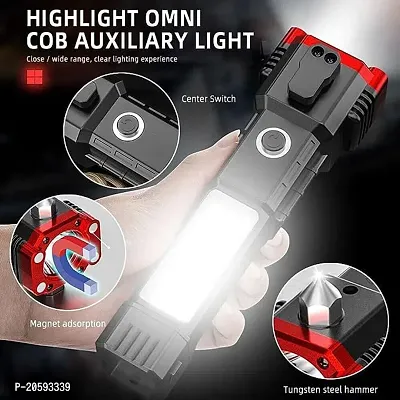 Portable LED Flashlight Multifunctional Work Light Power Bank Emergencies Safety Hammer Waterproof with Sidelight 4 Light Modes for Car Outdoor Camping Hiking Travelling Torch Lights-thumb2