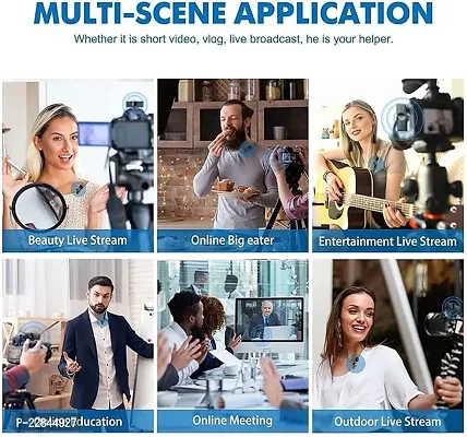 Dual Receivers (2 - Mics, 1 Input) Wireless Collar Microphone Lapel Lavalier Mic Plug  Play Mike - Vlogging Interview Live Streaming YouTube For iOS iPhone, All Android Phone Tablets any Type C Ports-thumb5