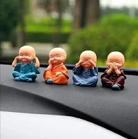 Monk Statue , Little Baby Monk ,Cartoon Monk Set , Buddha Showpiece for Home D?cor Car Dashboard Decoration & Gifiting Purpose (Multicolour)(Set of 4)-thumb4