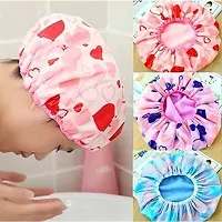 Uwilla 3 Pieces Waterproof Reusable Bathroom Shower Caps for Women with Elastic Band for Home Use/Hair Treatment (Multicolour)-thumb3