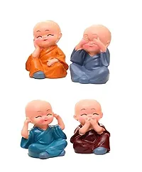 YB Trendz Handcrafted Marble Baby Laughing Buddha Statue Home Decor Showpiece Idol (6 x 4 x 3 cm, Multicolour) - Set of 4-thumb4