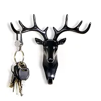 RRD KITCHENWARE Deer Head Hanging Hook, Self Adhesive Wall Door Hook Hanger Bag Keys Sticky Holder Wall Mount (Black), Plastic, Size- (18.5 cm x 16.5 cm)-thumb3