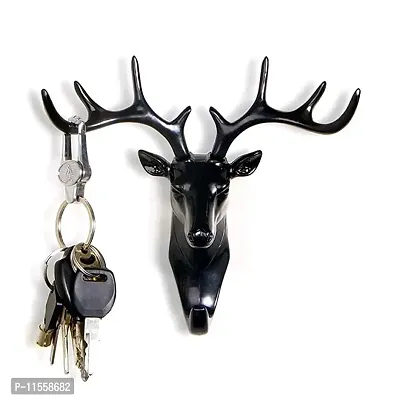RRD KITCHENWARE Deer Head Hanging Hook, Self Adhesive Wall Door Hook Hanger Bag Keys Sticky Holder Wall Mount (Black), Plastic, Size- (18.5 cm x 16.5 cm)-thumb4