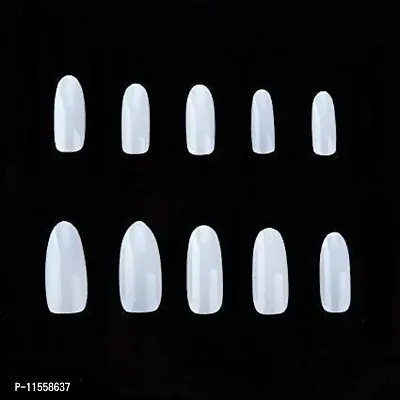 Boxed 500 Pcs French Long Acrylic False Artificial Natural Colour Nail Art Tips With 3 Bottles Nail Glue, White-thumb3