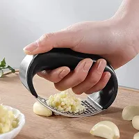 ADJO Garlic Presser |Garlic Press Mincer Crusher for Kitchen|Ginger Presser for Kitchen (Silver Black)-thumb3