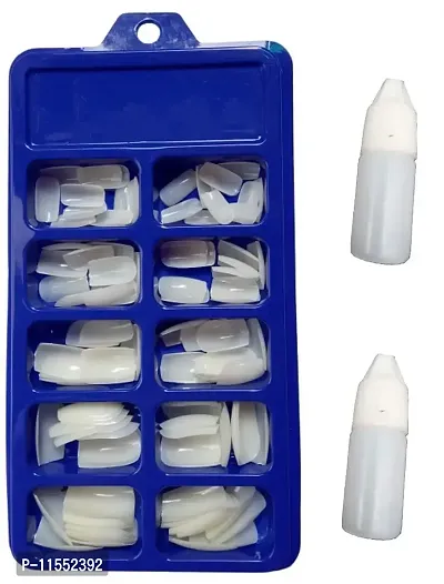 Artificial Reusable Nails Set With Two 3gm Nail Glue Glue, Perfect For Nails Extension -100 Nails & Two Nail Glue(3gm) FREE-thumb0