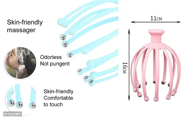 Claw Octopus Hair Head Scalp Massage Tool Head Massager for Headache Relief, Scalp Stress Relax, 8 Roller Balls Prongs Head Massage Scratcher Deep Relaxation (Pink)-thumb4