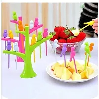 Bird Fork Bird Fruit and Salad Fork Multicoloured 6 Forks in Bird Shape with Tree for Kitchen and Dining-thumb1