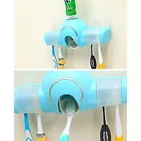 Smartizo Automatic Toothpaste Dispenser Squeezer Push Wall Mounted Hands Free Toothbrush 4 Holder Set for Home Accessories Washroom Bathroom Dust Proof (Magic Plus - Random Colour)-thumb1