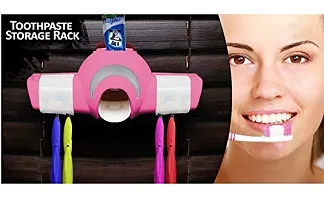 Smartizo Automatic Toothpaste Dispenser Squeezer Push Wall Mounted Hands Free Toothbrush 4 Holder Set for Home Accessories Washroom Bathroom Dust Proof (Magic Plus - Random Colour)-thumb4