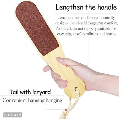 Double Sided Foot Scrubber, Wooden Handle Foot Scrubber For Dead Skin Callus Remover Pedicure Tool, 35 Gram (COLOR-2)-thumb5