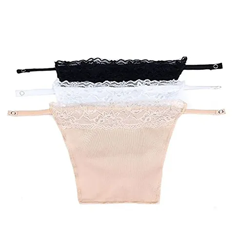 Cami Secret Women's Polyester Clip-on Camisole (BLT-48, Black/Beige/White, Free Size) - Set of 3