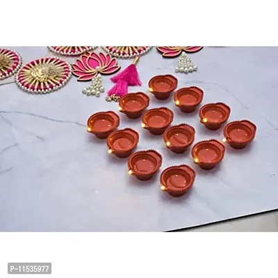 Water Sensor Eco-Friendly Led Diyas Candle E-Diya, Warm Orange Ambient Lights, Battery Operated Led Candles for Home Decor, Festivals Decoration Diwali Lights (12)