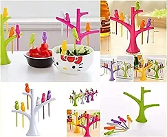 Bird Fork Bird Fruit and Salad Fork Multicoloured 6 Forks in Bird Shape with Tree for Kitchen and Dining-thumb4