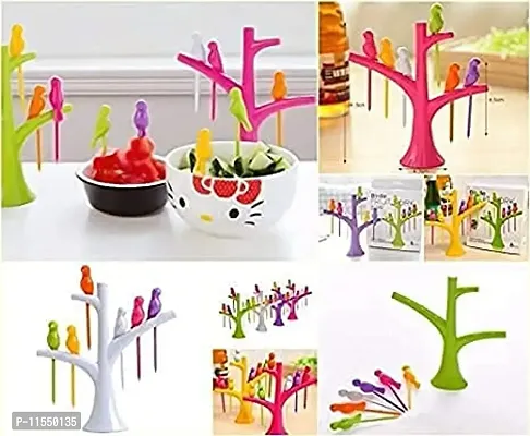 Bird Fork Bird Fruit and Salad Fork Multicoloured 6 Forks in Bird Shape with Tree for Kitchen and Dining-thumb5