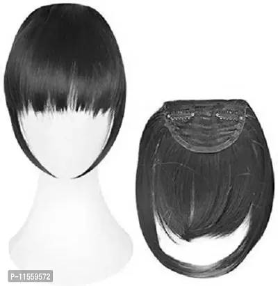 ASG 1 Clip Based Natural Black Front Hair Bang Fringe Hair Extension for Girls & Women