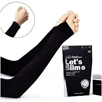 ATABZ Arm Sleeves Men & Women Sunlight Protection Protection from Dust, Pollution, Sunburn, UV Protection - Suitable for, Sports - Hand Summer Gloves (Black)-thumb2