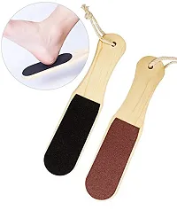 Double Sided Foot Scrubber, Wooden Handle Foot Scrubber For Dead Skin Callus Remover Pedicure Tool, 35 Gram (COLOR-2)-thumb1