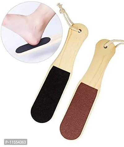 Double Sided Foot Scrubber, Wooden Handle Foot Scrubber For Dead Skin Callus Remover Pedicure Tool, 35 Gram (COLOR-2)-thumb2