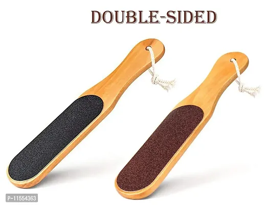 Double Sided Foot Scrubber, Wooden Handle Foot Scrubber For Dead Skin Callus Remover Pedicure Tool, 35 Gram (COLOR-2)-thumb3