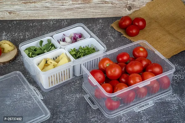 FRIDGE STORAGE BOXES WITH 4 DRAINING BOWL