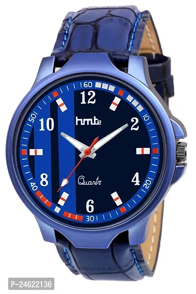 Stylish Blue Synthetic Leather Analog Watch For Men-thumb0