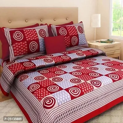 Comfortable Cotton Printed Queen Bedsheet with Two Pillow Covers-thumb0