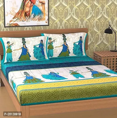 Comfortable Cotton Printed Queen Bedsheet with Two Pillow Covers