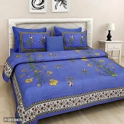 Comfortable Cotton Printed Queen Bedsheet with Two Pillow Covers