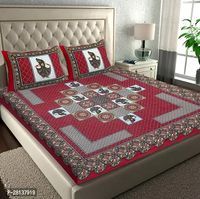 Comfortable Cotton Printed Queen Bedsheet with Two Pillow Covers