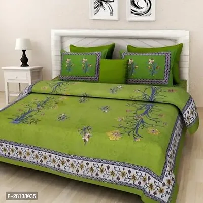 Comfortable Cotton Printed Queen Bedsheet with Two Pillow Covers-thumb0