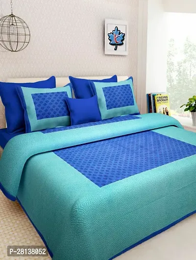 Comfortable Cotton Printed Queen Bedsheet with Two Pillow Covers